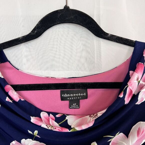 Vintage y2k Connected apparel floral print boat neck short dress sz 4p wedding - Picture 6 of 9